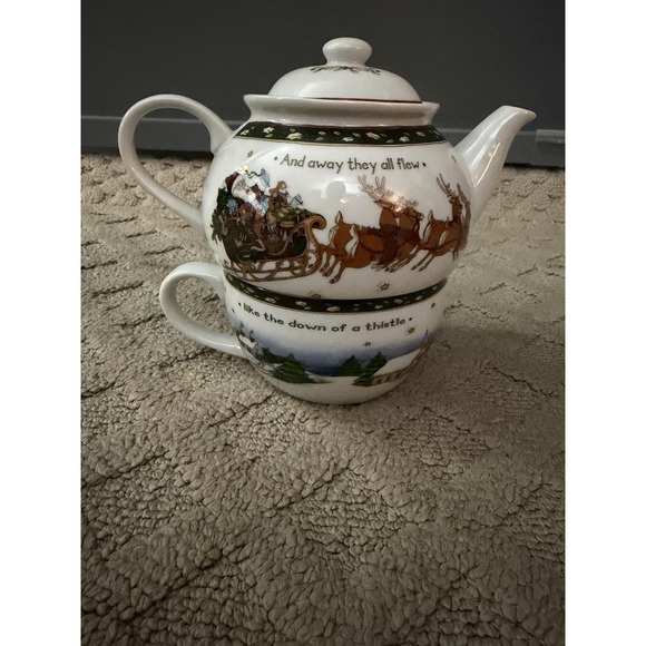 Portmeirion A Christmas Story Susan Winget Tea for One Set Teapot Cup - Picture 2 of 16